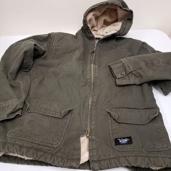 Walls Blizzard Pruf Army Green Canvas Sherpa Lined Coat Size Youth XL 16/18 - Picture 14 of 15